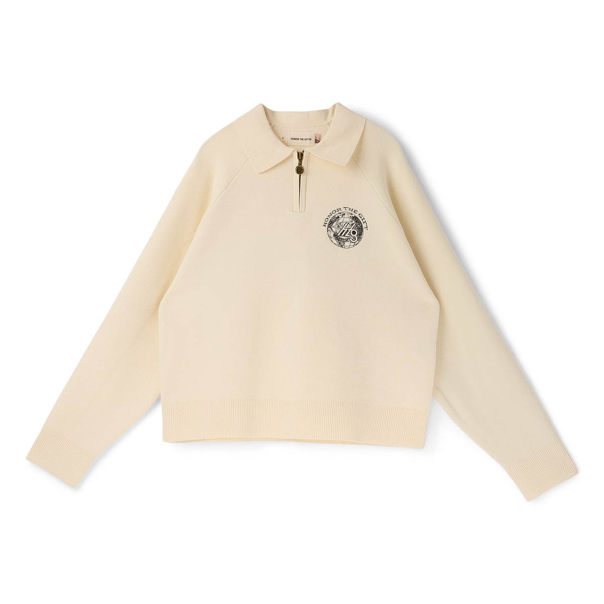 Honor The Gift Knitted Zip LS Polo (Bone)