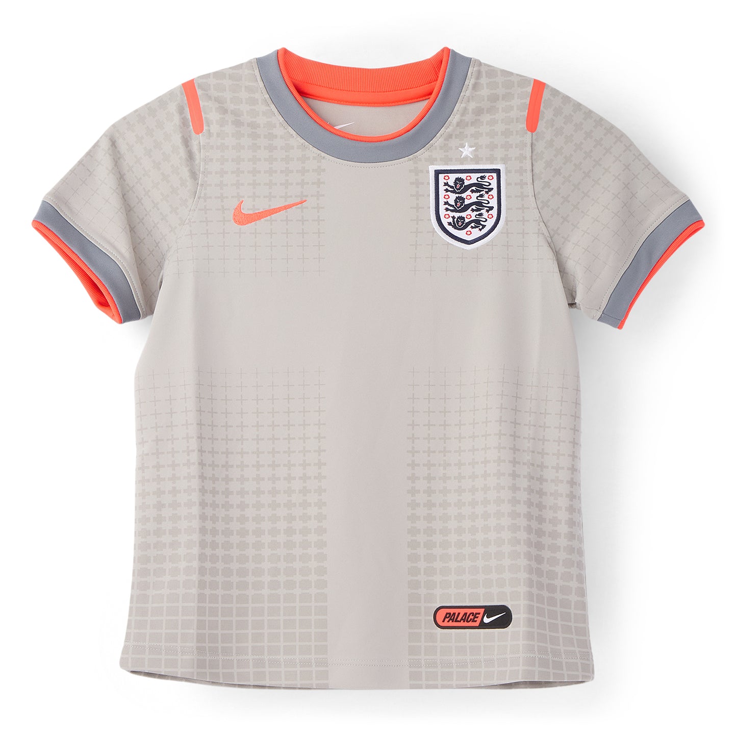 Nike x England x Palace Kids' Short-Sleeve Soccer Top (Pewter Grey/Bright Crimson)