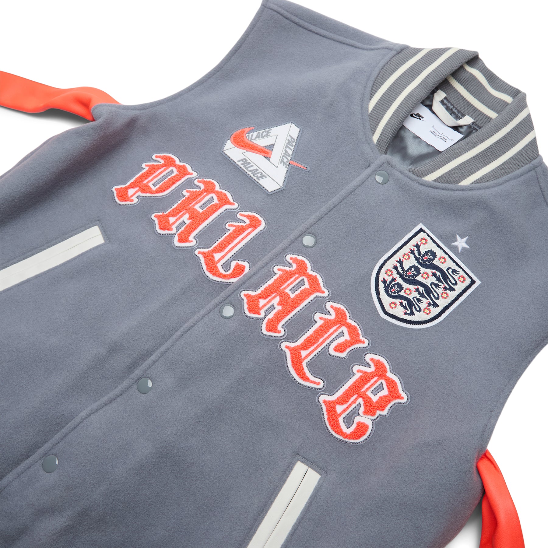 Nike x England x Palace Varsity Jacket (Cool Grey/White/Bright Crimson)