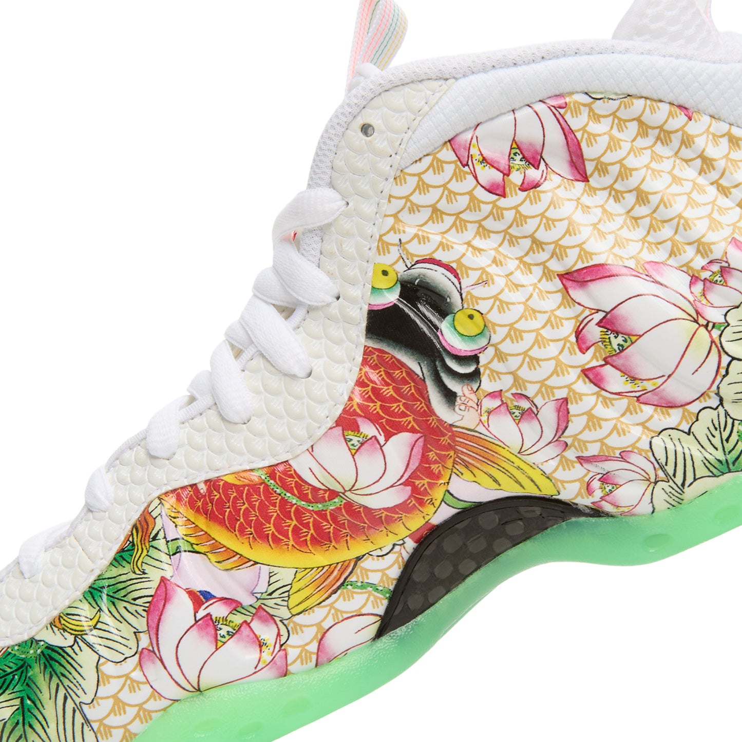 Nike Air Foamposite One Premium (White/Lt Poison Green-Black-Lava Glow)