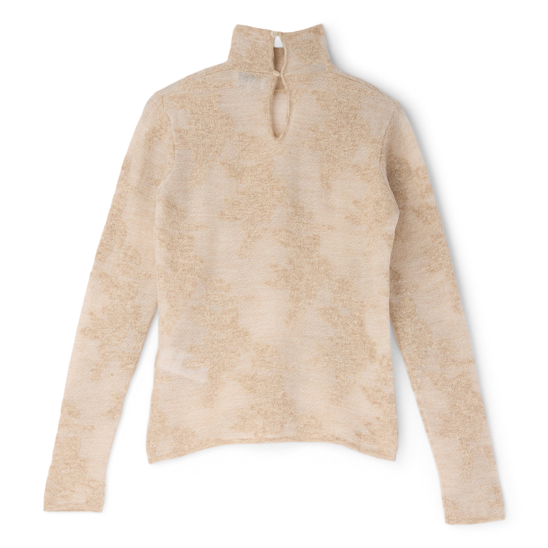 GANNI Sheer Flower Jacquard Mockneck (Sand)