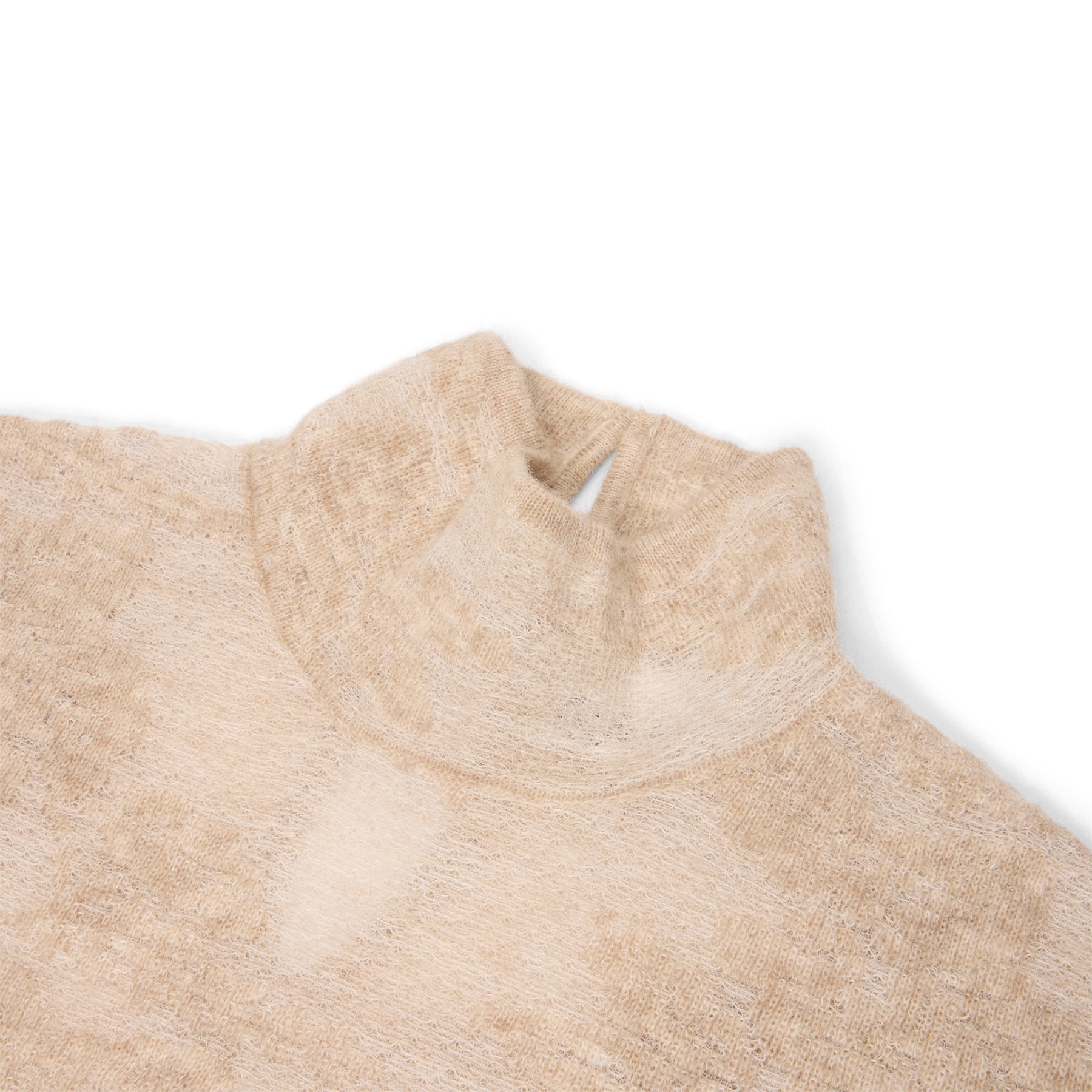 GANNI Sheer Flower Jacquard Mockneck (Sand)