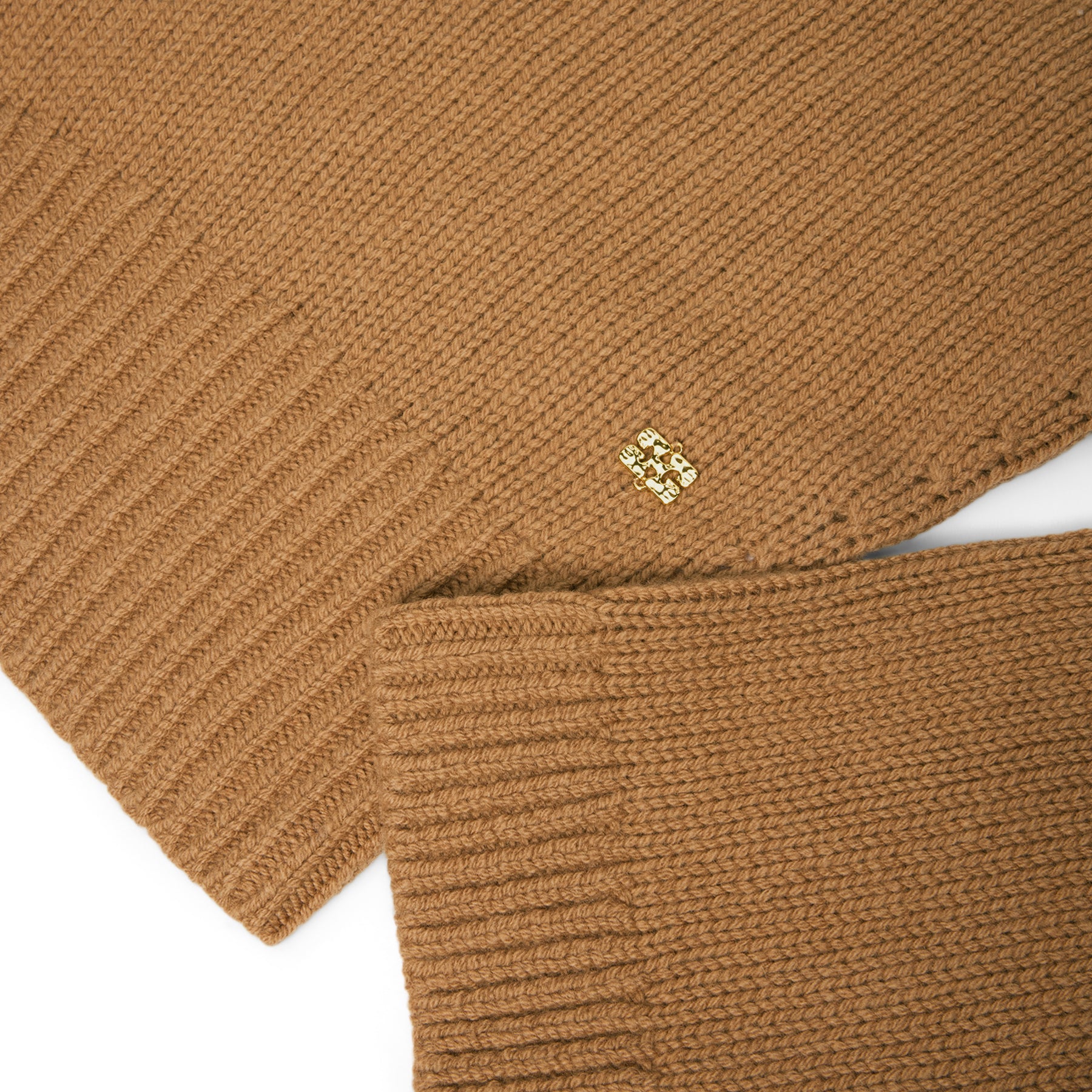 GANNI Wool Yak Mix Deep V-Neck (Tiger's Eye)