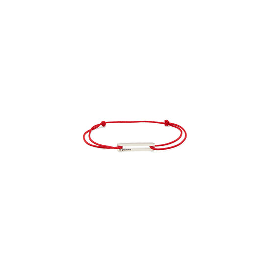 Le Gramme 1.7g Polished and Brushed Sterling Silver Red Cord Bracelet (Red)