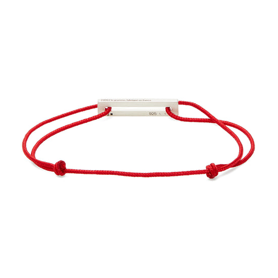 Le Gramme 1.7g Polished and Brushed Sterling Silver Red Cord Bracelet (Red)