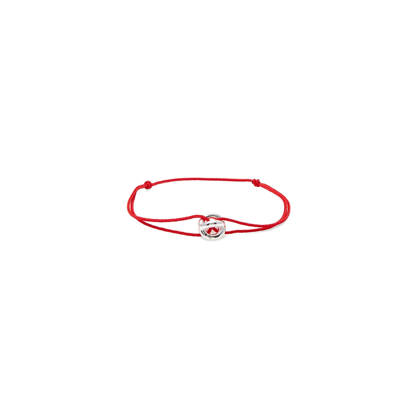 Le Gramme 3g Polished Sterling Silver Entrelacs Cord Bracelet (Red)