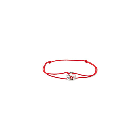 Le Gramme 3g Polished Sterling Silver Entrelacs Cord Bracelet (Red)