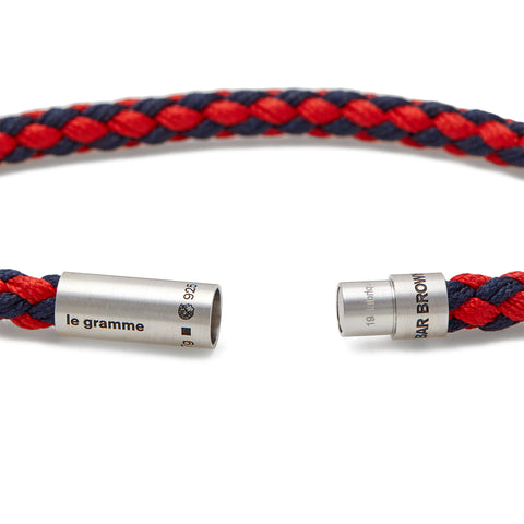 Le Gramme x Orlebar 7G Brushed Cable Brown Bracelet (Navy/Red)