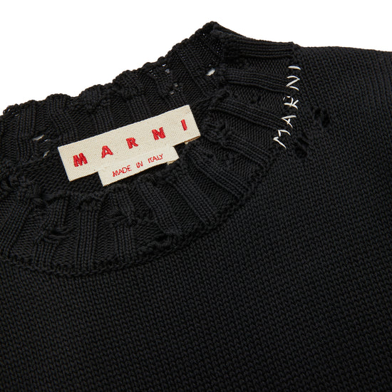 MARNI Disheveled Cotton Knitted Dress (Black)