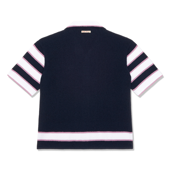 MARNI Terry-Cloth Stripe-Detailed Bowling Shirt (Ink)