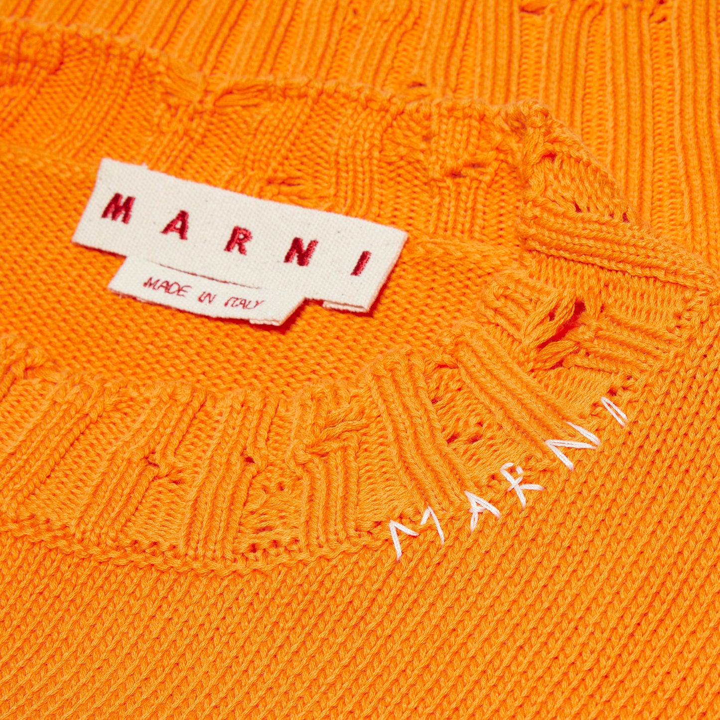 MARNI Cotton Cropped Sweater (Light Orange)