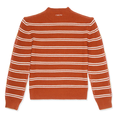 MARNI Striped Mohair and Wool Sweater (Light Peach)