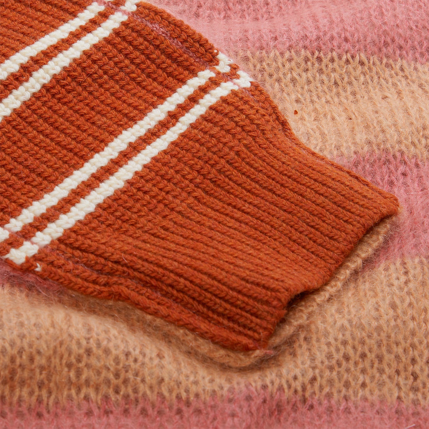 MARNI Striped Mohair and Wool Sweater (Light Peach)