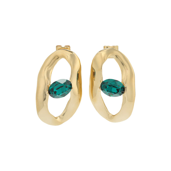 MARNI Irregular Oval Gemstone Earrings (Emerald)