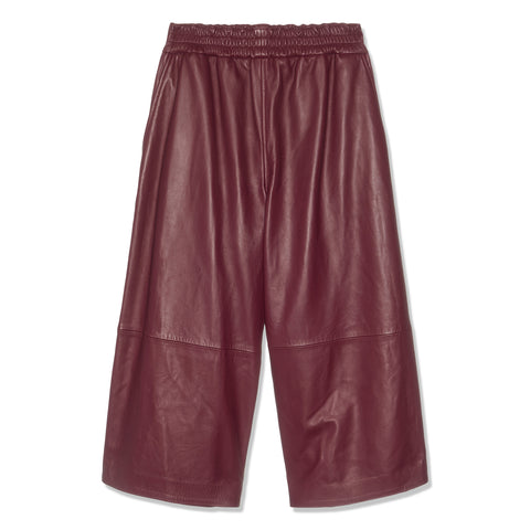 MARNI Leather Wide Leg Pants (Burgundy)
