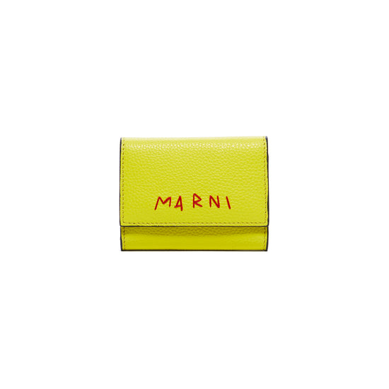 MARNI Embroidered Logo Keychain Wallet (Celery)