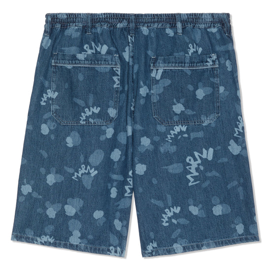 MARNI Print Denim Shorts (Iris Blue)