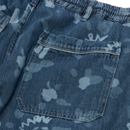 MARNI Print Denim Shorts (Iris Blue)