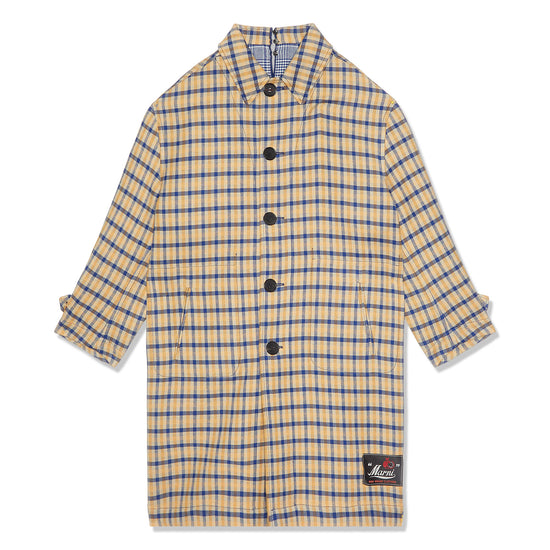 MARNI Wool Checkered Reversible Coat (Cornflower)