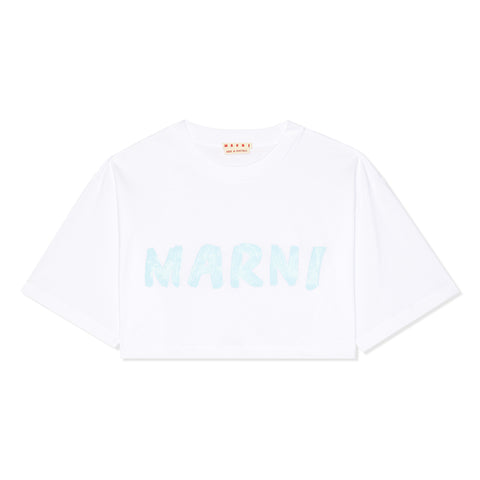 MARNI Logo Cropped T Shirt (Lily White)