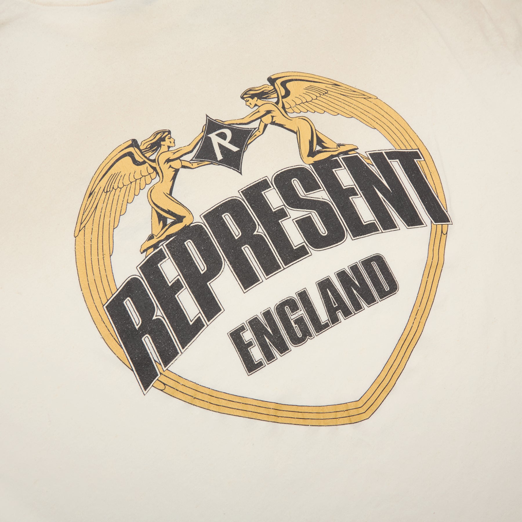 REPRESENT Angel Border T-Shirt (Washed Ecru)