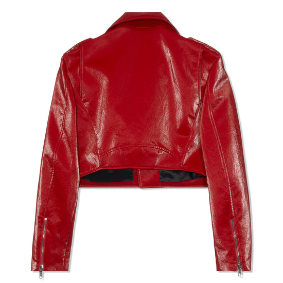 Moschino Jeans Cropped Biker Jacket (Red)