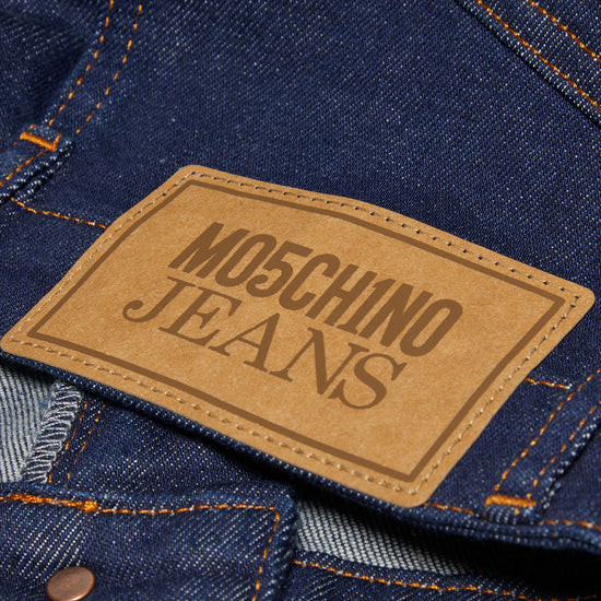 Moschino Jeans Denim Crop Top (Fantasy Print Blue)
