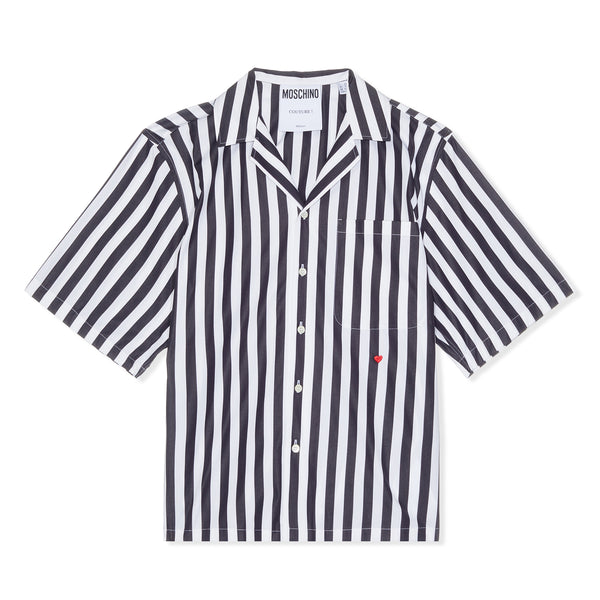 Moschino Heart Button Down Striped Shirt (Black/White) – CNCPTS