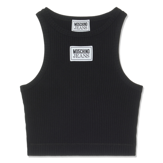 Moschino Jeans Label Crop Top (Black)