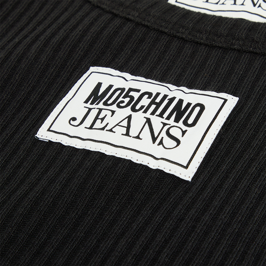 Moschino Jeans Label Crop Top (Black)