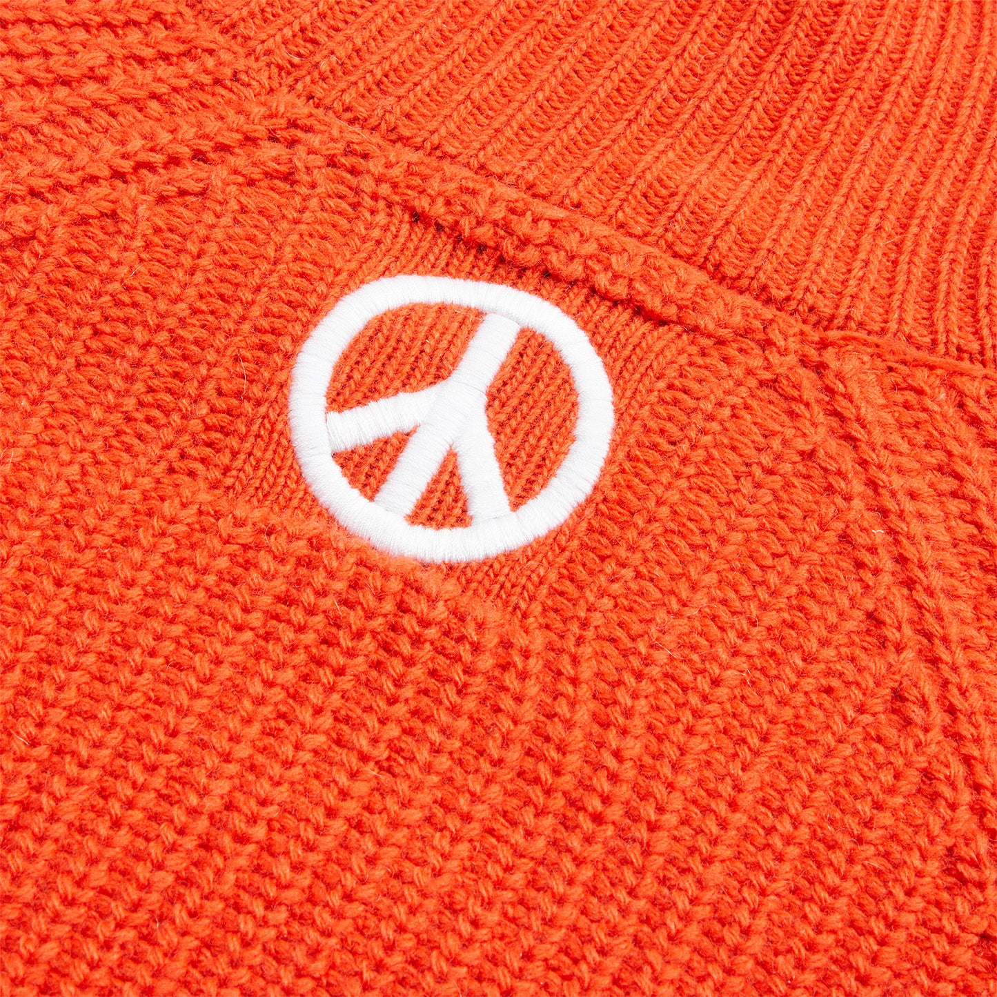 Moschino Peace Embroidered Cropped Turtleneck Sweater (Orange Multi)