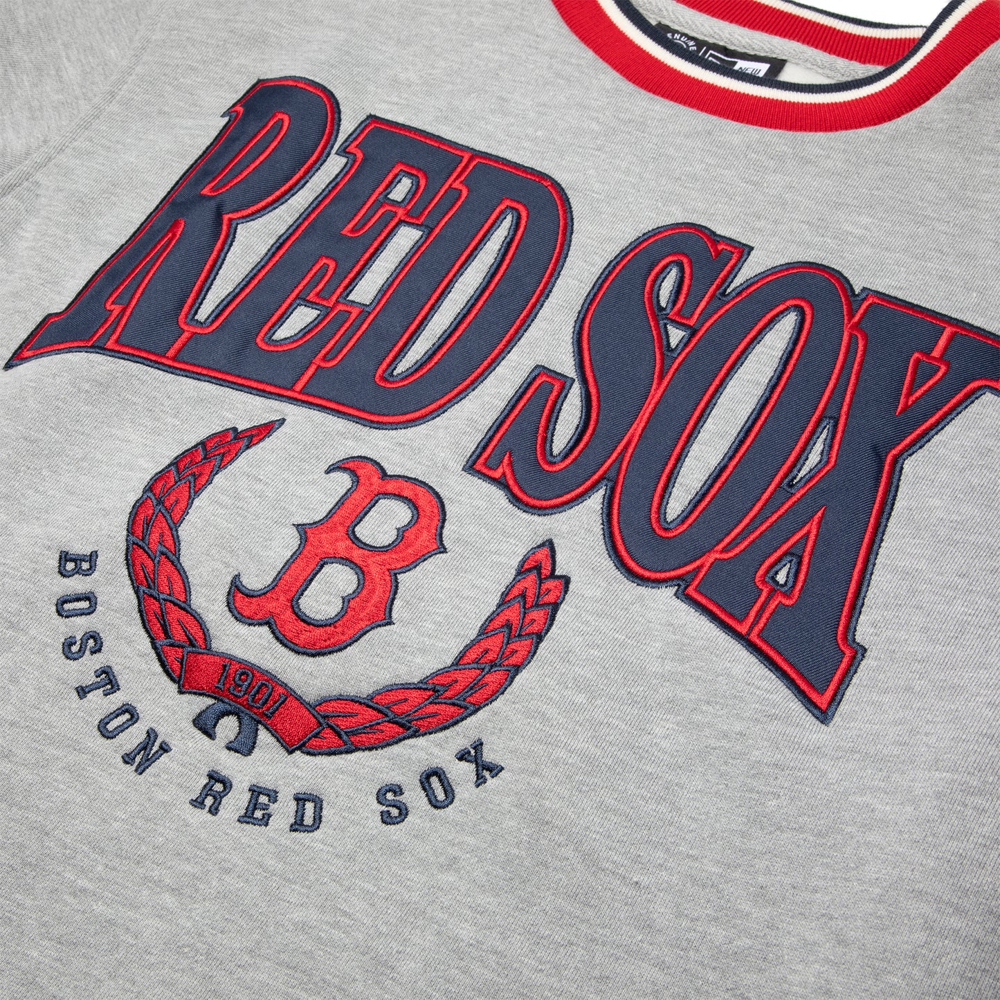 New Era Boston Red Box Crewneck (Heather Grey)