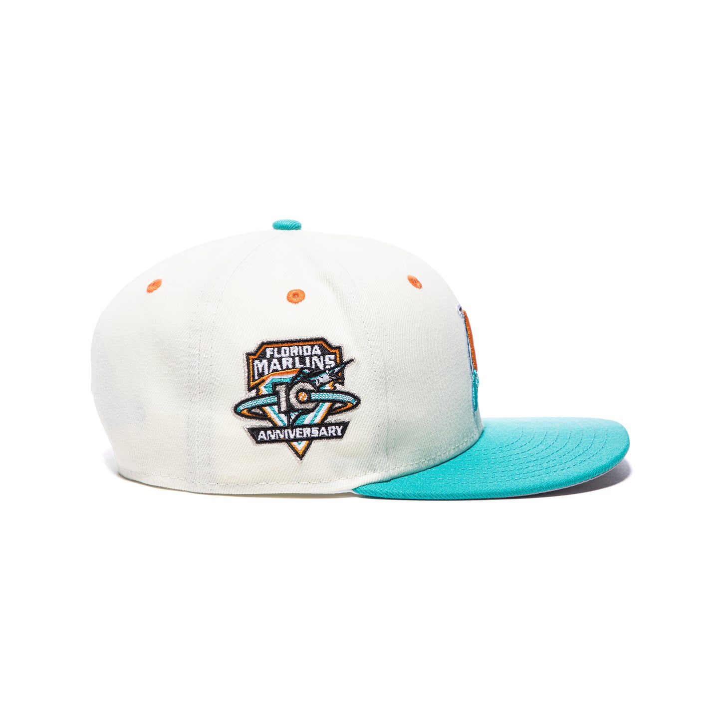 Concepts x New Era 5950 Florida Marlins Fitted Hat (Chrome/Teal)
