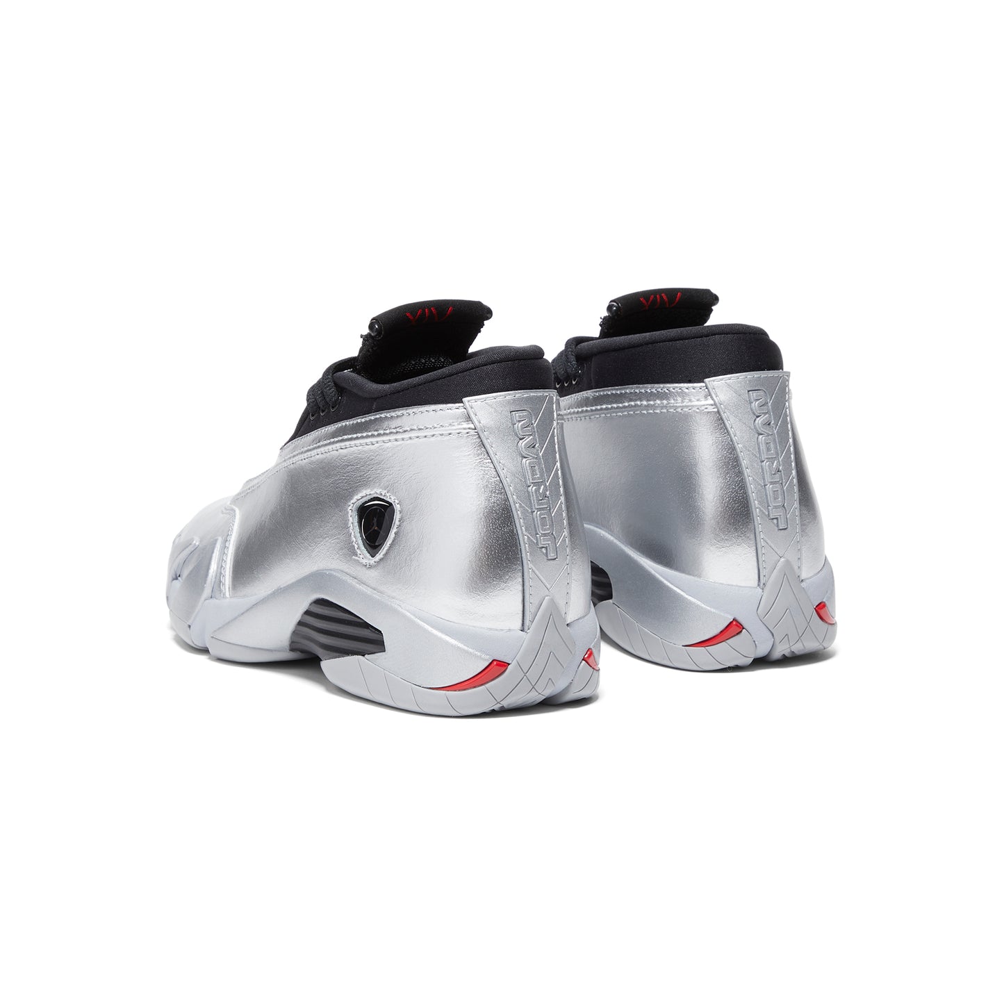 Nike Womens Air Jordan 14 Retro Low (Metallic Silver/Fire Red/Wolf Grey/Black)