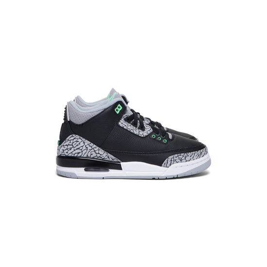 Nike Kids Air Jordan 3 Retro (Black/Green Glow/Wolf Grey/White)