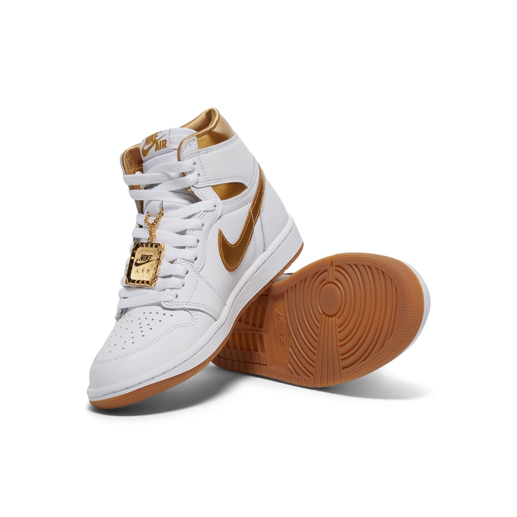 Nike Womens Air Jordan 1 Retro High OG (White/Metallic Gold/Gum Light Brown)