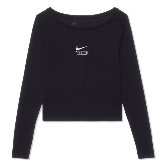 Nike Air Womens Logo Cropped Long Sleeve Tee (Black)