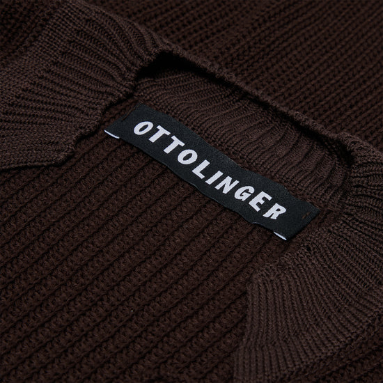 Ottolinger Knit Open Collar Sweater (Brown)