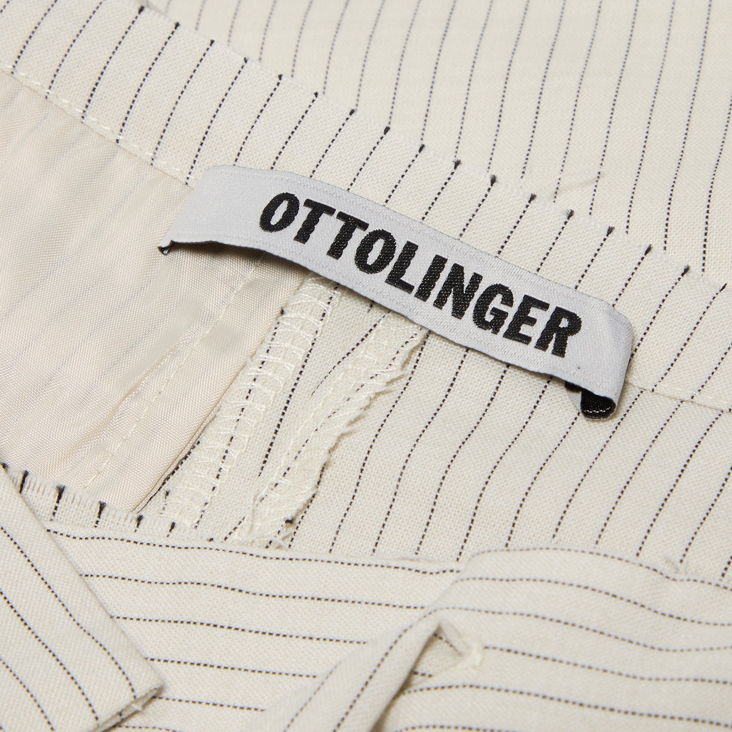 Ottolinger Woven Double Fold Suit Shorts (Cream Pinstripe)