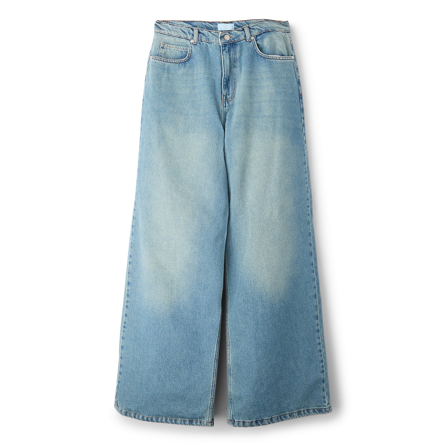 3.Paradis Wide Leg Padded Jeans (Washedblue)