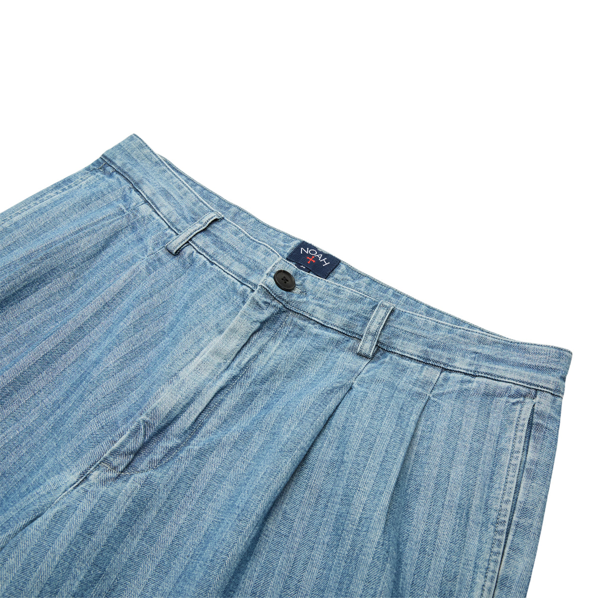 Noah Double-Pleat Herringbone Denim Pant (Blue herringbone)