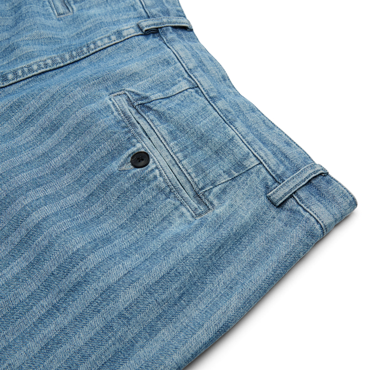 Noah Double-Pleat Herringbone Denim Pant (Blue herringbone)