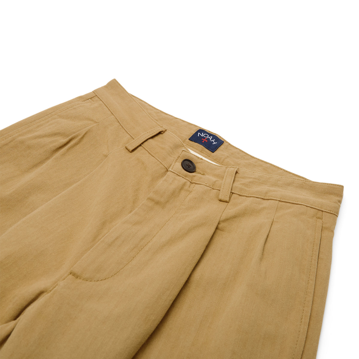 Noah Double-Pleat Herringbone Pant (Khaki)