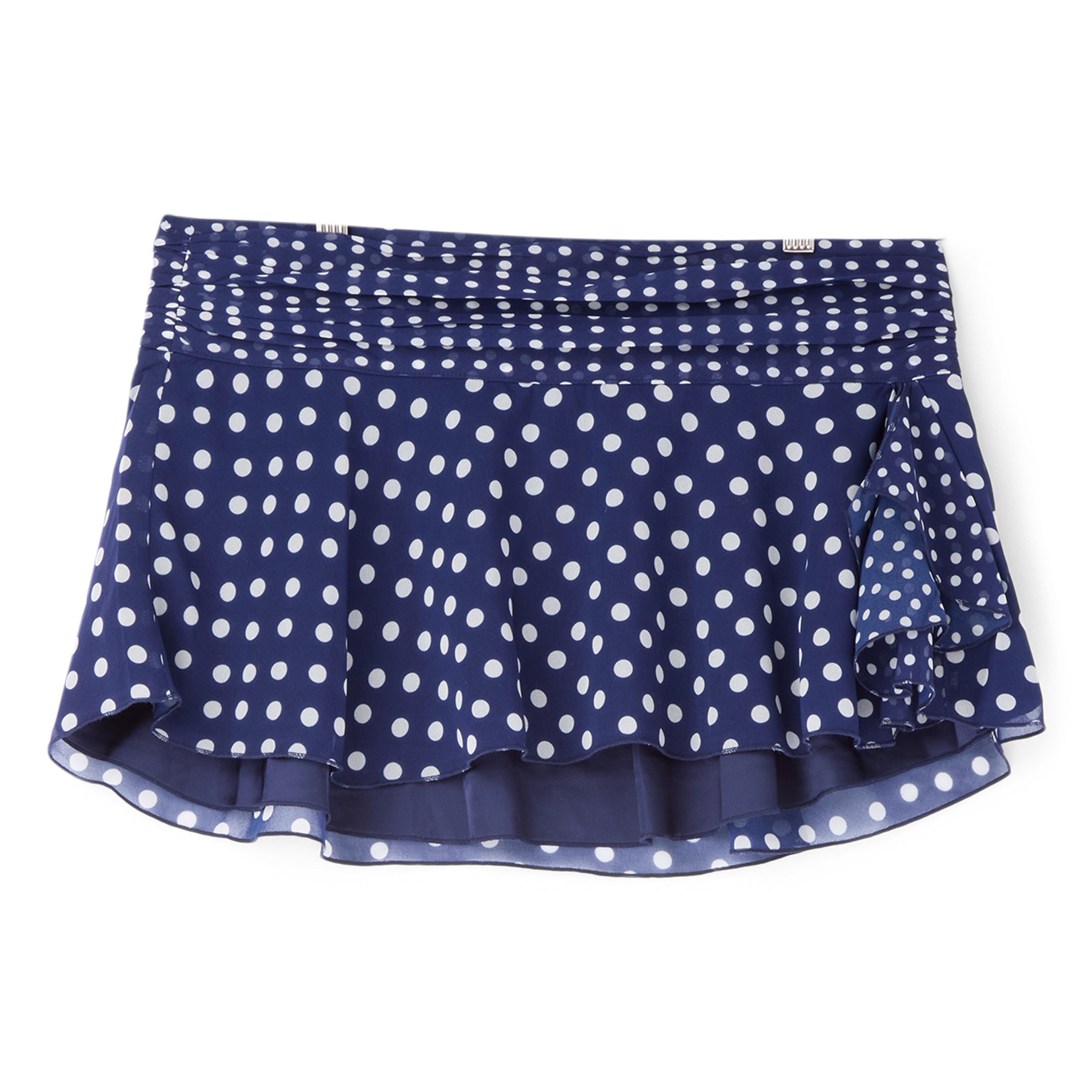 Danielle Guizio Chiffon Slit Mini Skirt (Navy polka dot)