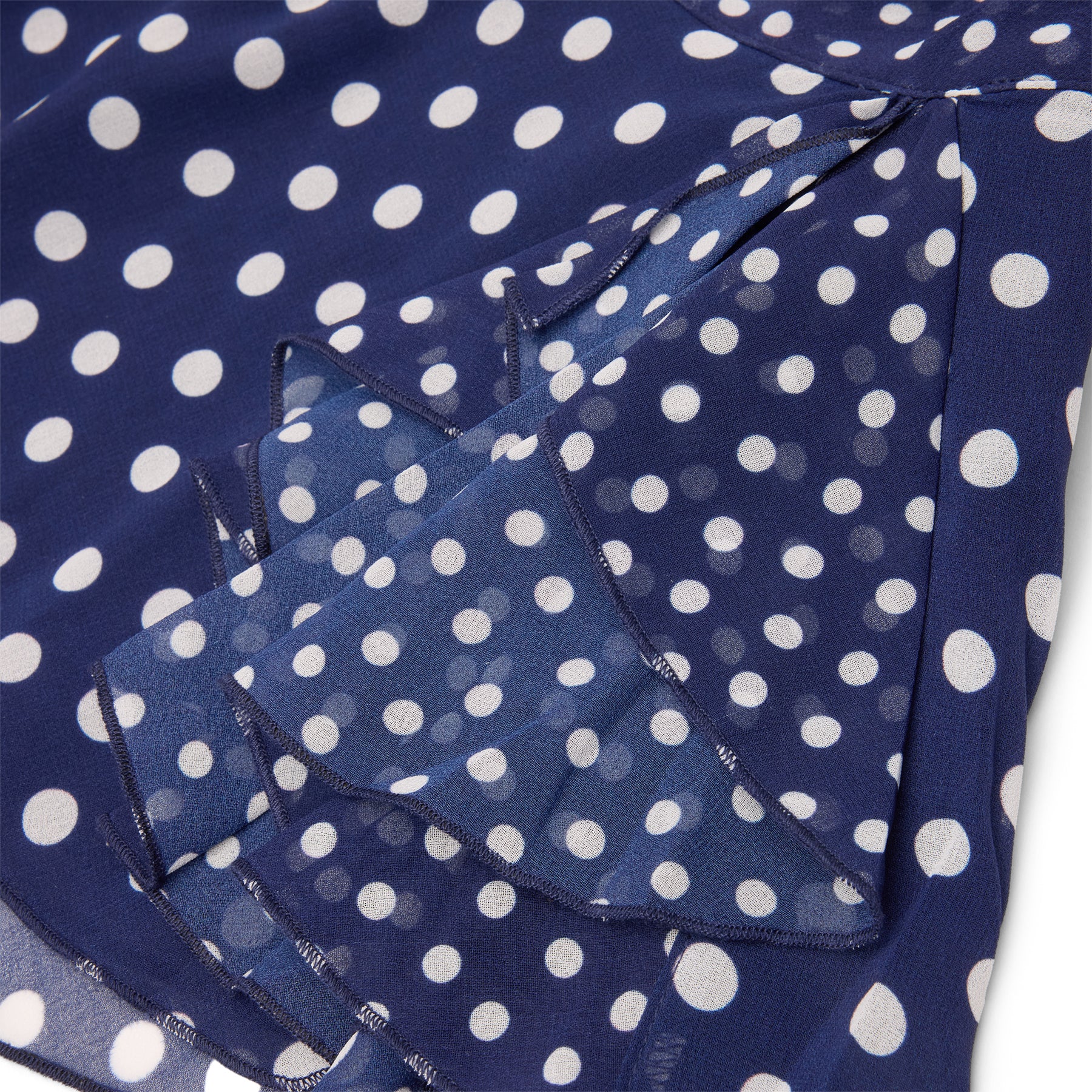 Danielle Guizio Chiffon Slit Mini Skirt (Navy polka dot)