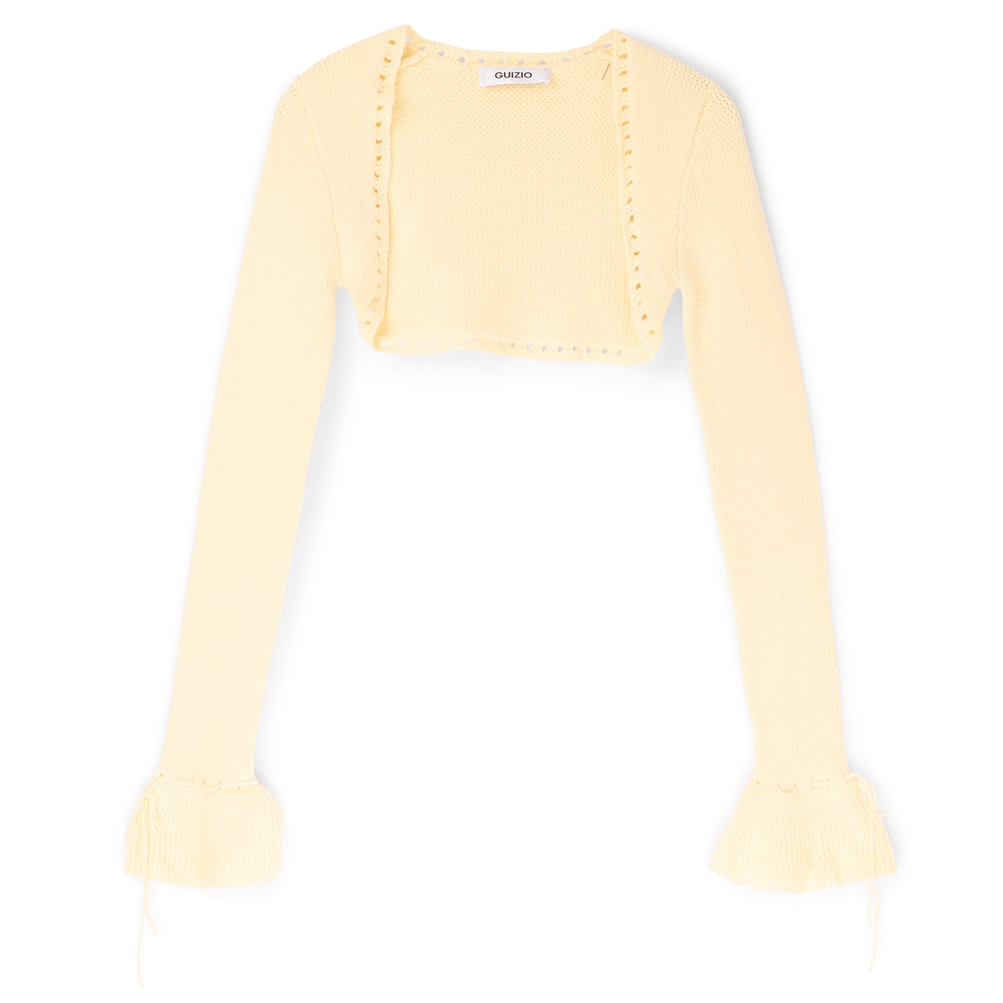 Danielle Guizio Crochet Ruffle Sleeve Bolero (Honey butter)