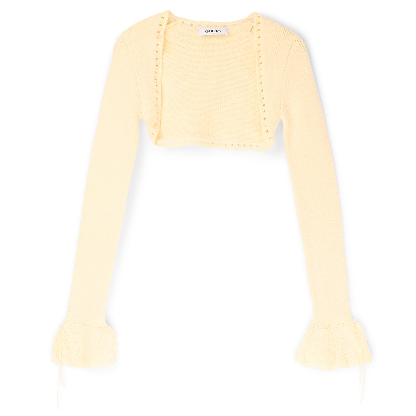 Danielle Guizio Crochet Ruffle Sleeve Bolero (Honey butter)