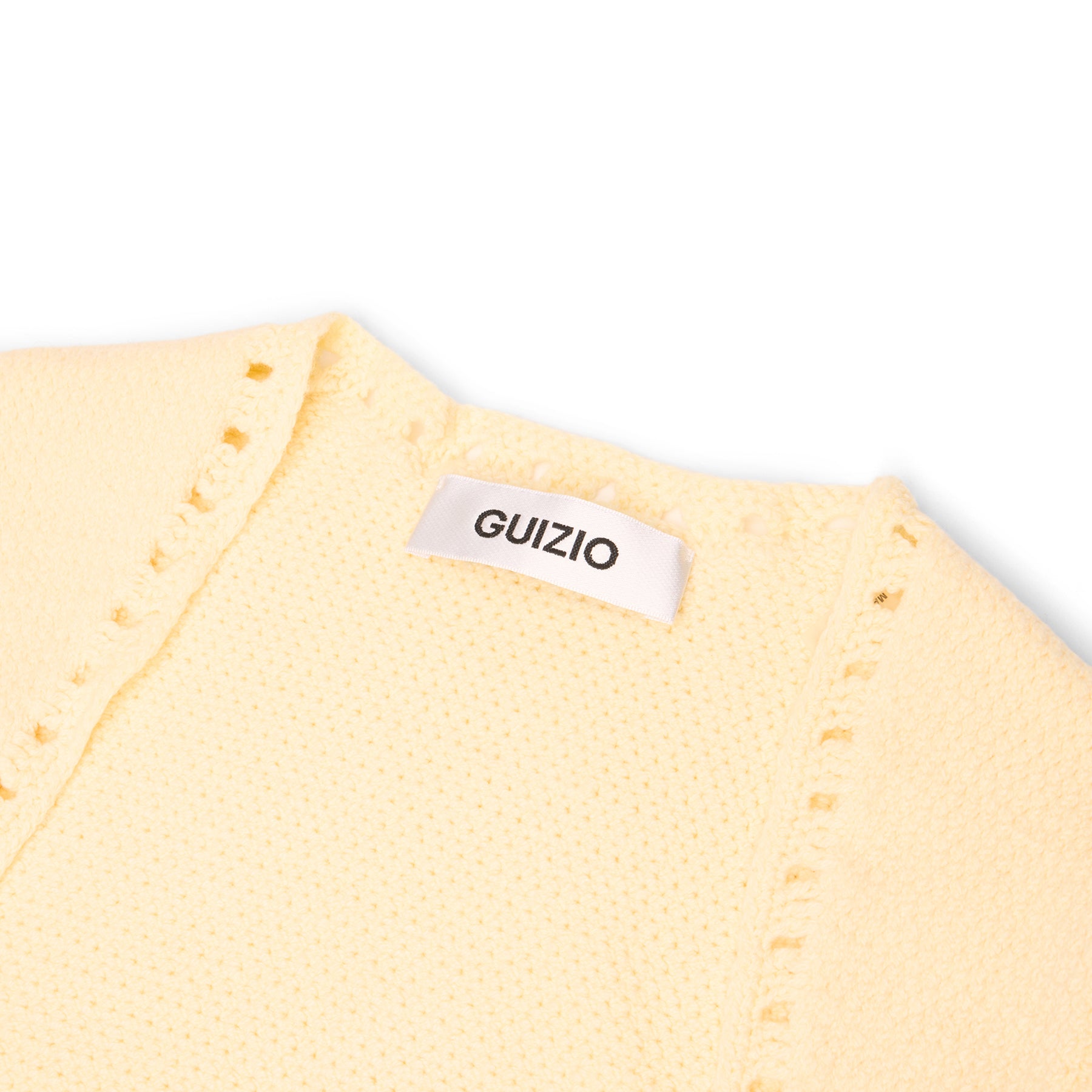 Danielle Guizio Crochet Ruffle Sleeve Bolero (Honey butter)