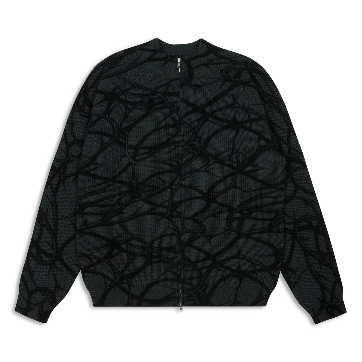 Patta Ribbed Knitted Cardigan (Grey Pinstripe)