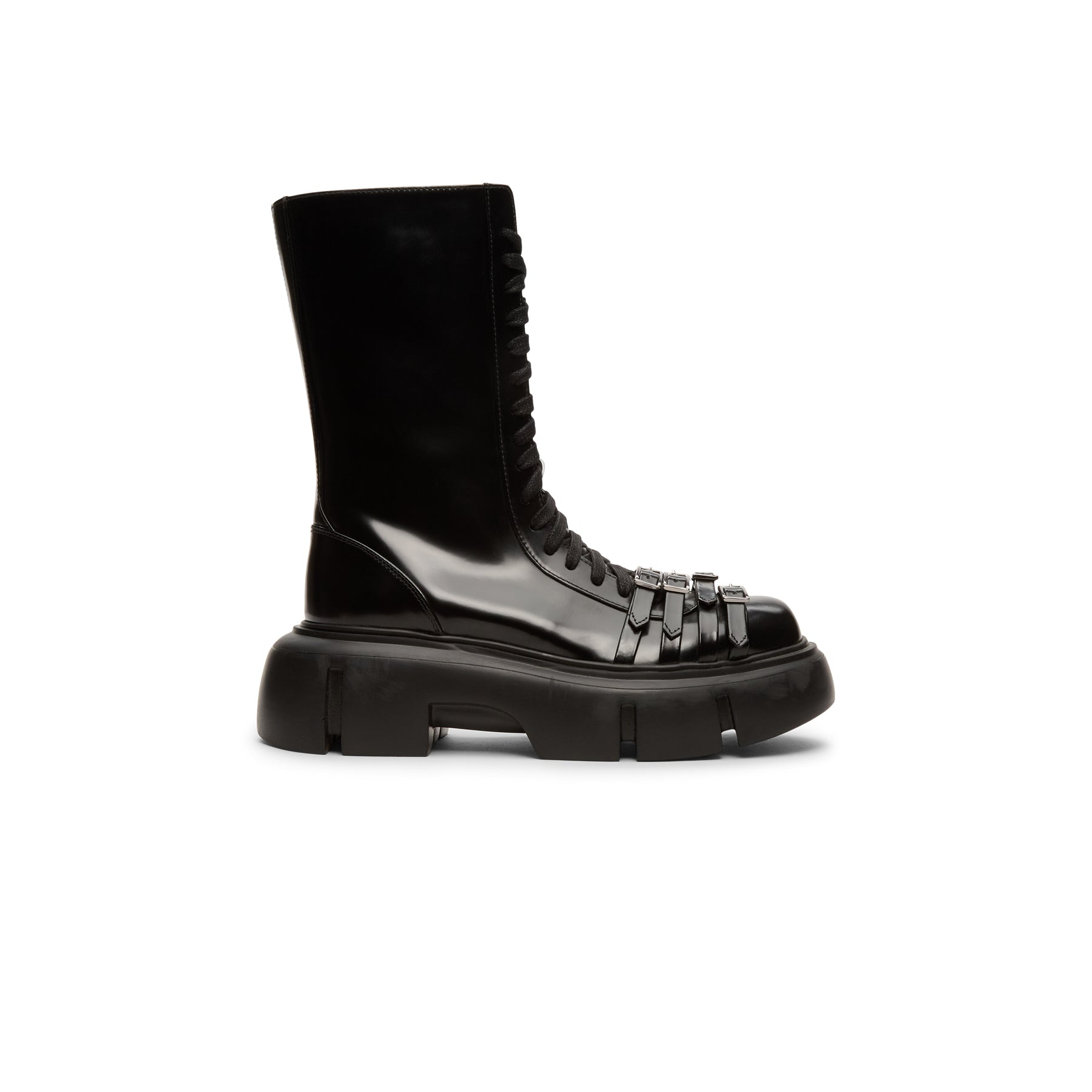 Simone Rocha Platform Buckle Combat Boot (Black)